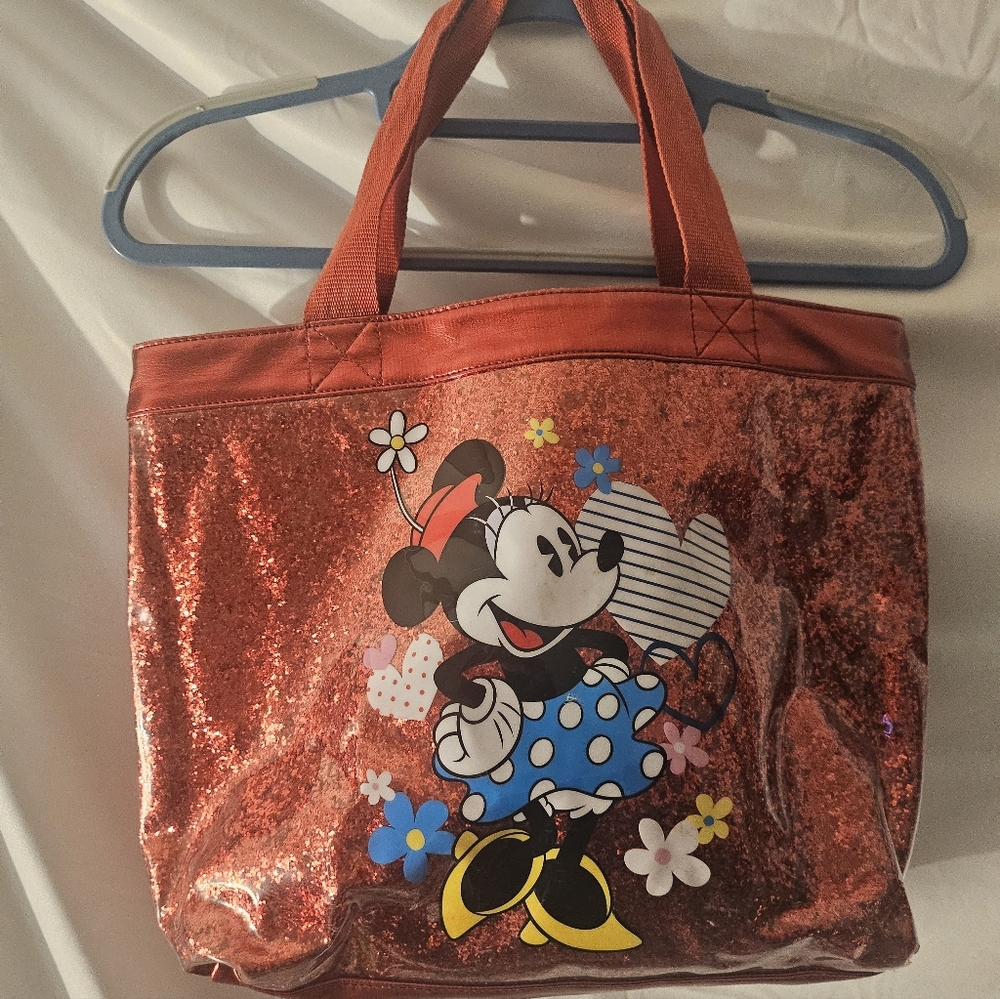 Red Glitter Minnie Mouse Tote Bag